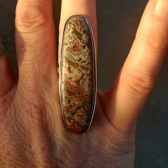 New Leopard Skin Jasper 925 Silver Statement Ring. - Picture 6 of 16